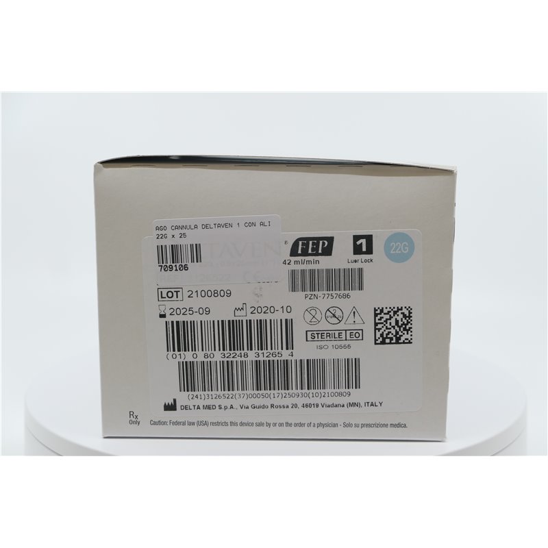 AGO CANNULA DELTAVEN 1 CON ALI 22G x 25 AZZURRO AGO CANNULA DELTAVEN 1 CON ALI 22G x 25 AZZURRO