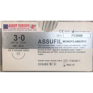 ASSUT - ASSUFIL MONOFIL.AGO CIL.25,9MM D.2(3/0) L.70CM FV386M