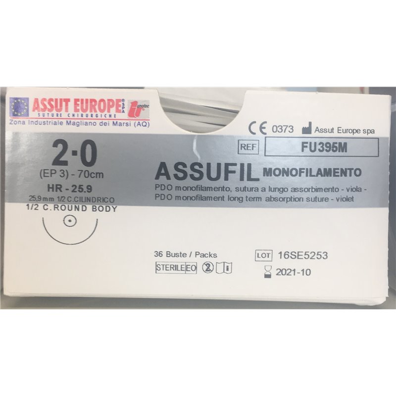 ASSUT - ASSUFIL MONOFIL.AGO CIL.25,9MM D.3(2/0) L.70CM FU395M