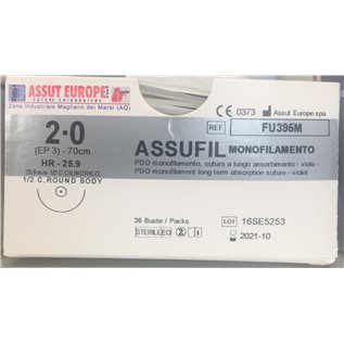 ASSUT - ASSUFIL MONOFIL.AGO CIL.25,9MM D.3(2/0) L.70CM FU395M