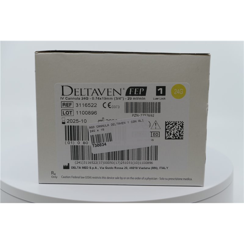 AGO CANNULA DELTAVEN 1 CON ALI 24G x 19 GIALLO AGO CANNULA DELTAVEN 1 CON ALI 24G x 19 GIALLO