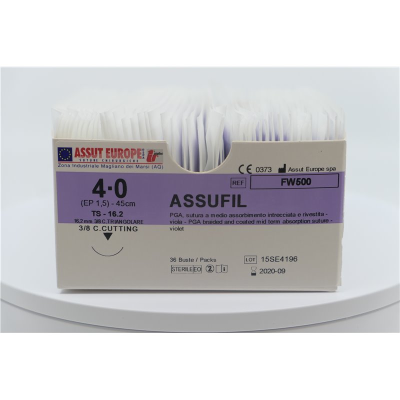 ASSUT - ASSUFIL 3/8 C. TRIANGOLARE 16,2MM USP4/0 45CM ASSUT - ASSUFIL 3/8 C. TRIANGOLARE 16,2MM USP4/0 45CM