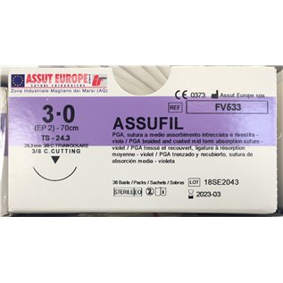 ASSUT - ASSUFIL AGO TRI.24,3MM D.2(3/0) L.70CM FV533