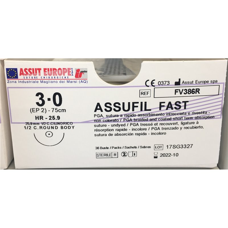ASSUT - ASSUFIL FAST 1/2C CILINDRICO 25,9MM USP3/0 ASSUT - ASSUFIL FAST 1/2C CILINDRICO 25,9MM USP3/0