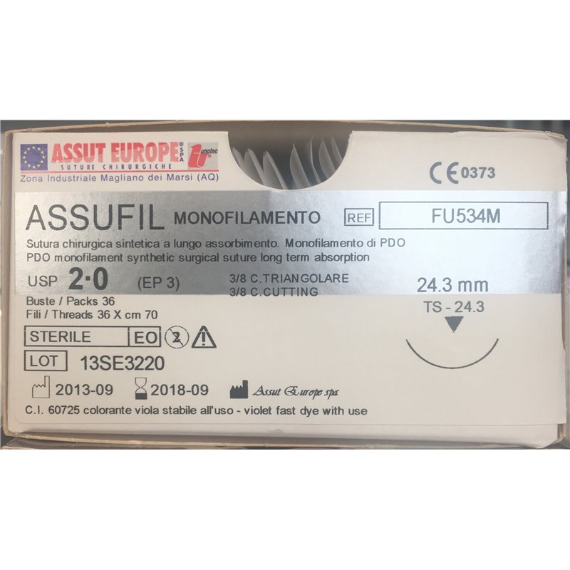 ASSUT - ASSUFIL MONOFIL.AGO TRI.24,3MM D.3(2/0) L.70CM FU534M