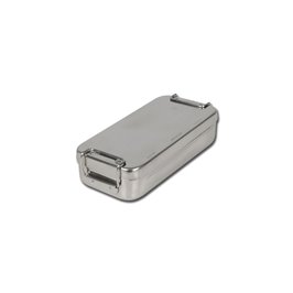 SCATOLA INOX 18X18X4CM C/MANICI STERILIZZAZIONE
