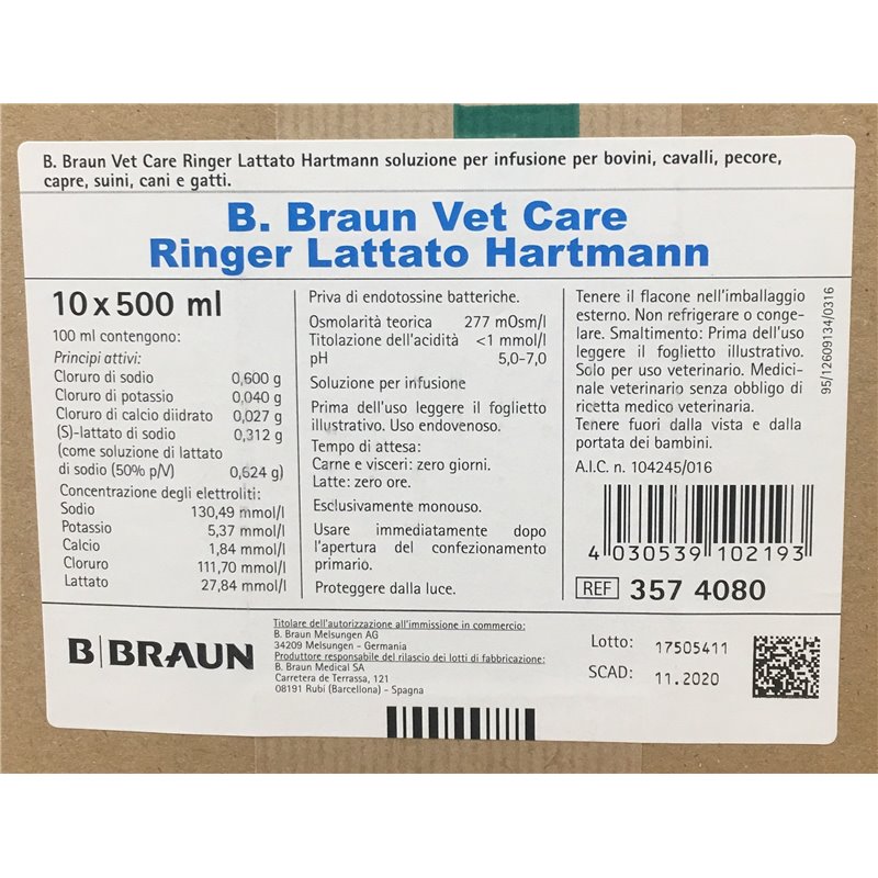 RINGER LATTATO 10FL 500ML BBRAUN RINGER LATTATO 10FL 500ML BBRAUN