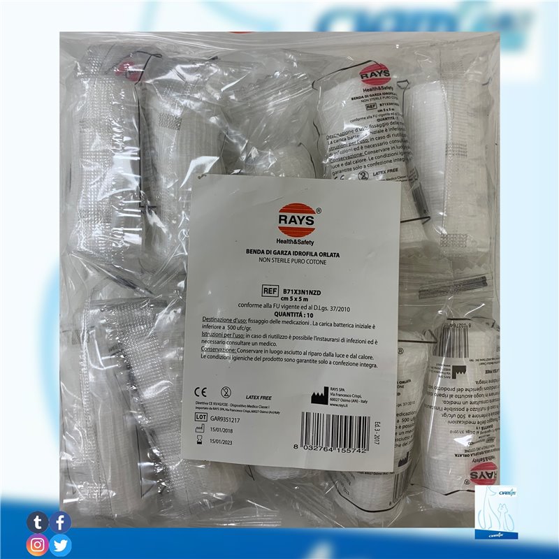 GARZA ORLATA 5MTX5CM 10PZ GARZA ORLATA 5MTX5CM 10PZ