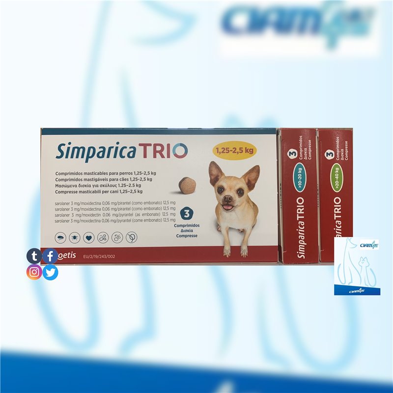 SIMPARICA TRIO 100 MG 3 CPR 10 - 20 SIMPARICA TRIO 100 MG 3 CPR 10 - 20