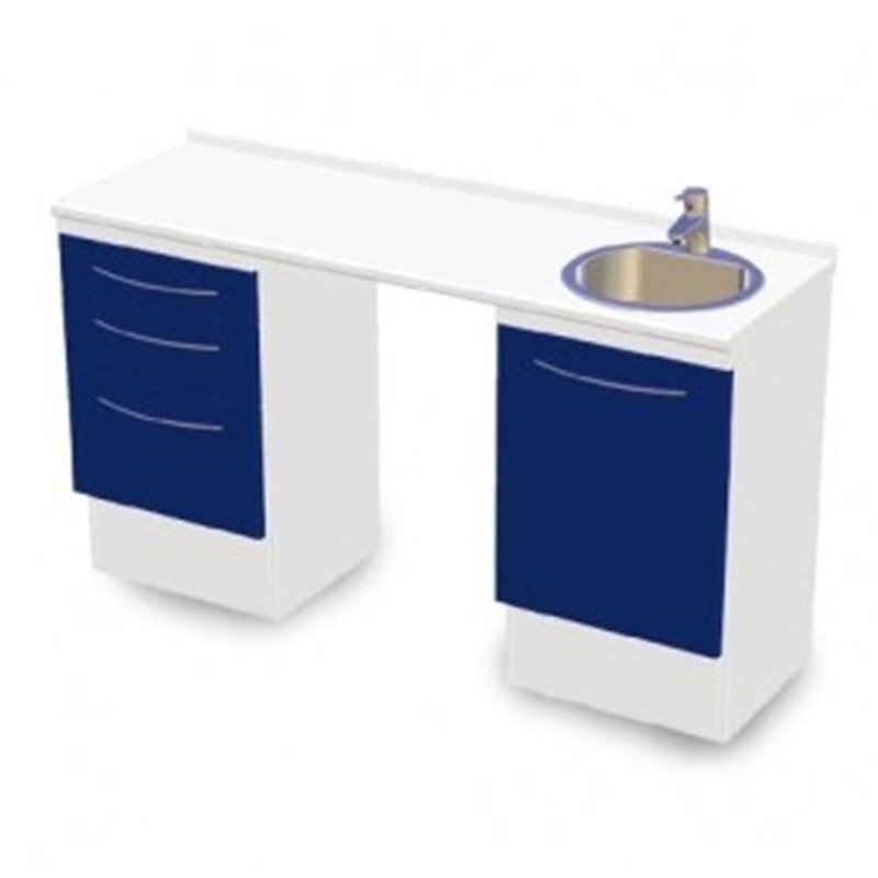 PIANO LAVORO CON CASSETTIERA + ARMADIETTO + LAVELLO 156 x 90 CM